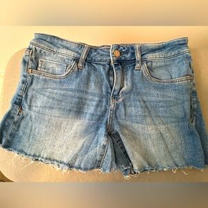 Pilcro & The Letterpress Denim Cutoff Shorts Size 27 Blue Distressed